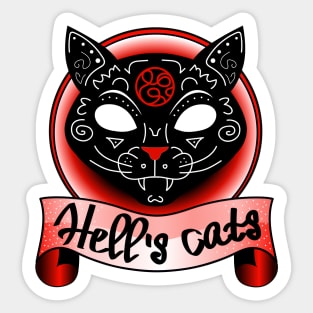 Black witch demonic cat Sticker